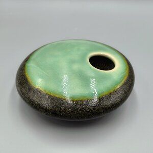 Ikebana Ceramic Stoneware Flower Frog Vase by Coyote Roadhouse Pottery Celadon